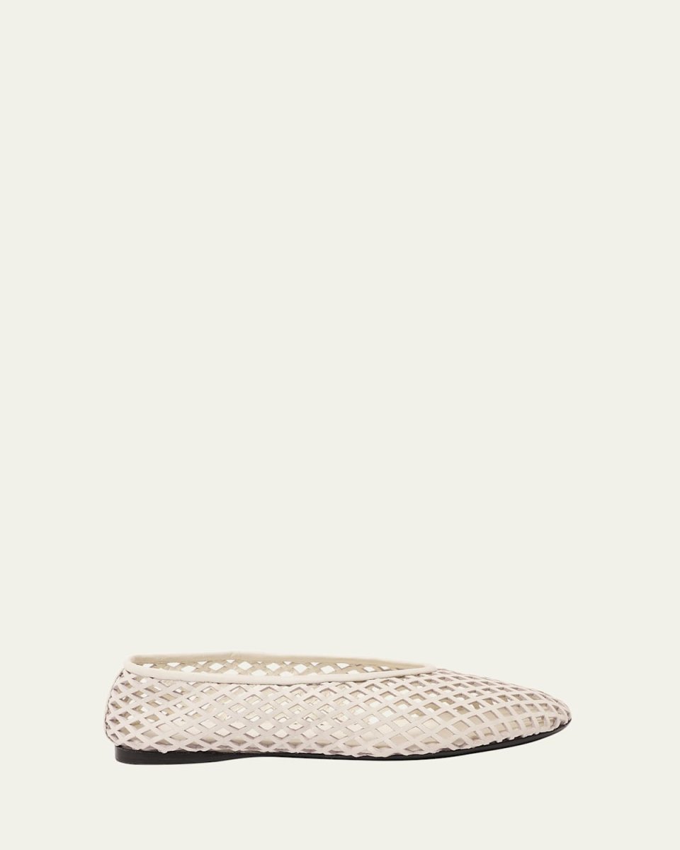 Tee Perforated Leather Ballerina Flats